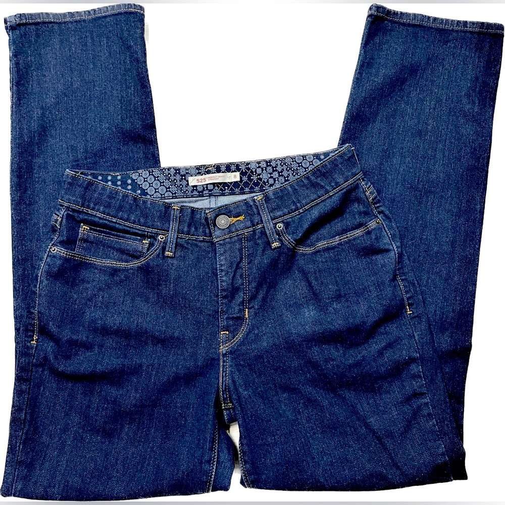 Levi 525 Perfect Waist Straight Jeans Size 8 W29 L30 Dark wash no distressing